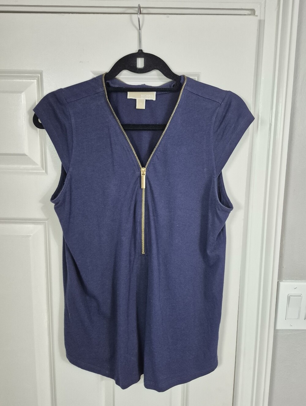 Michael Kors Sleeveless Navy Zip-Front Women's Top